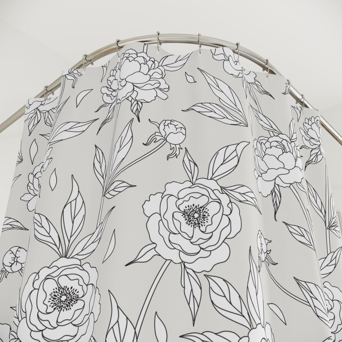 Floral Peony Shower Curtain -Botanical Bathroom Decor