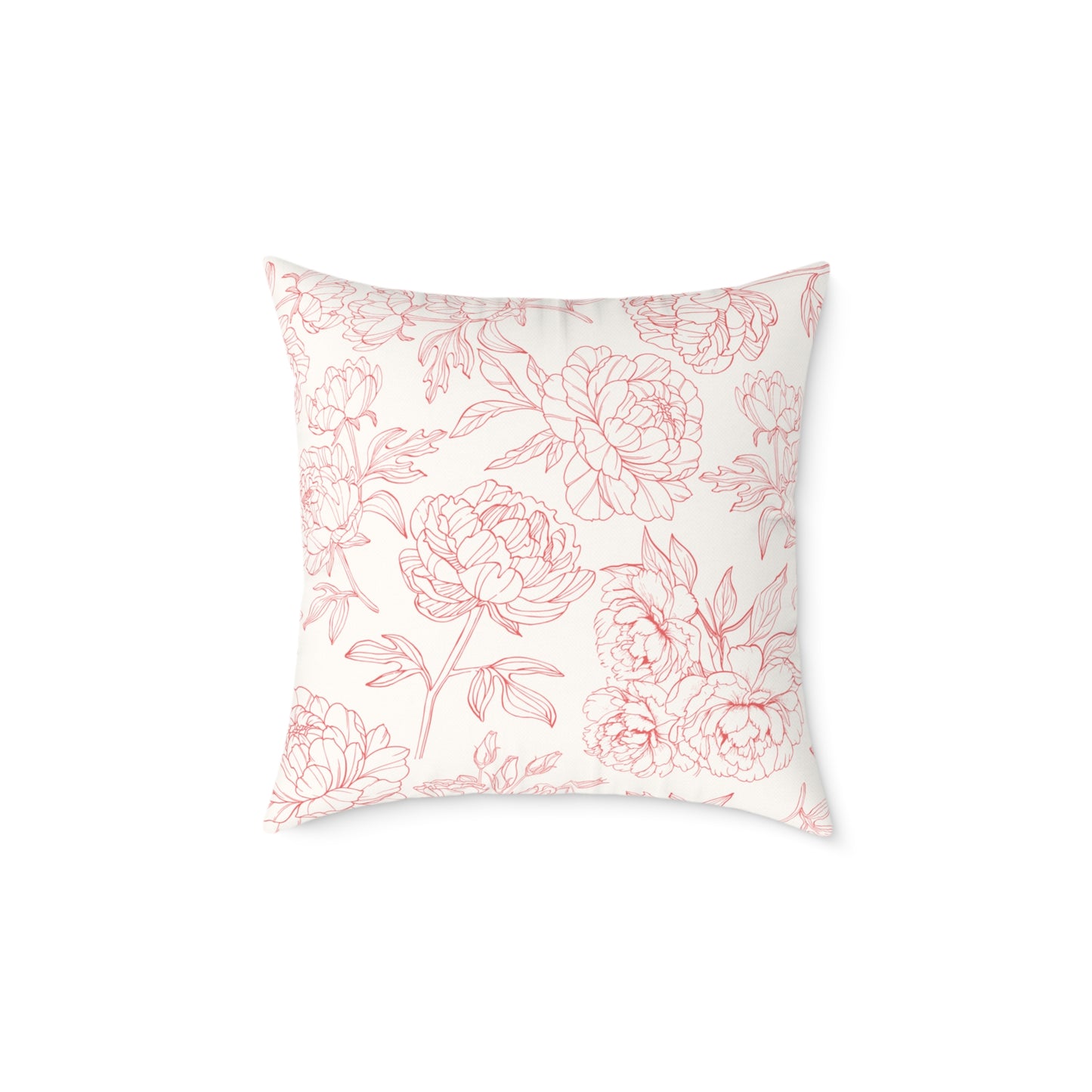 Pink Peony Square Indoor Pillow | Soft Poly Canvas |  Floral Accent Pillow