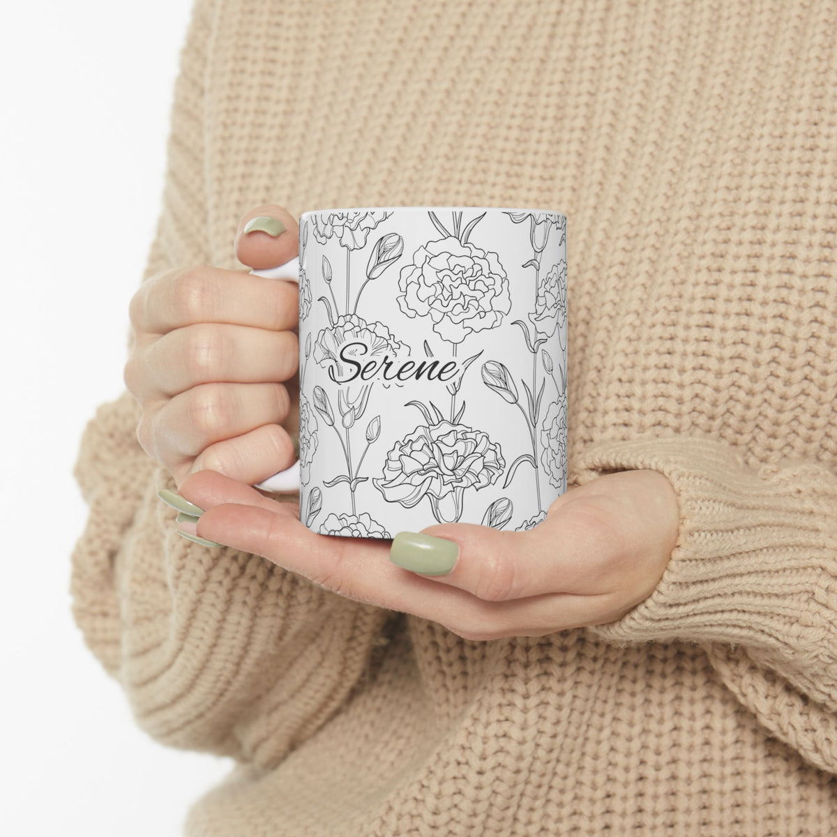 Floral "Serene" Ceramic Mug