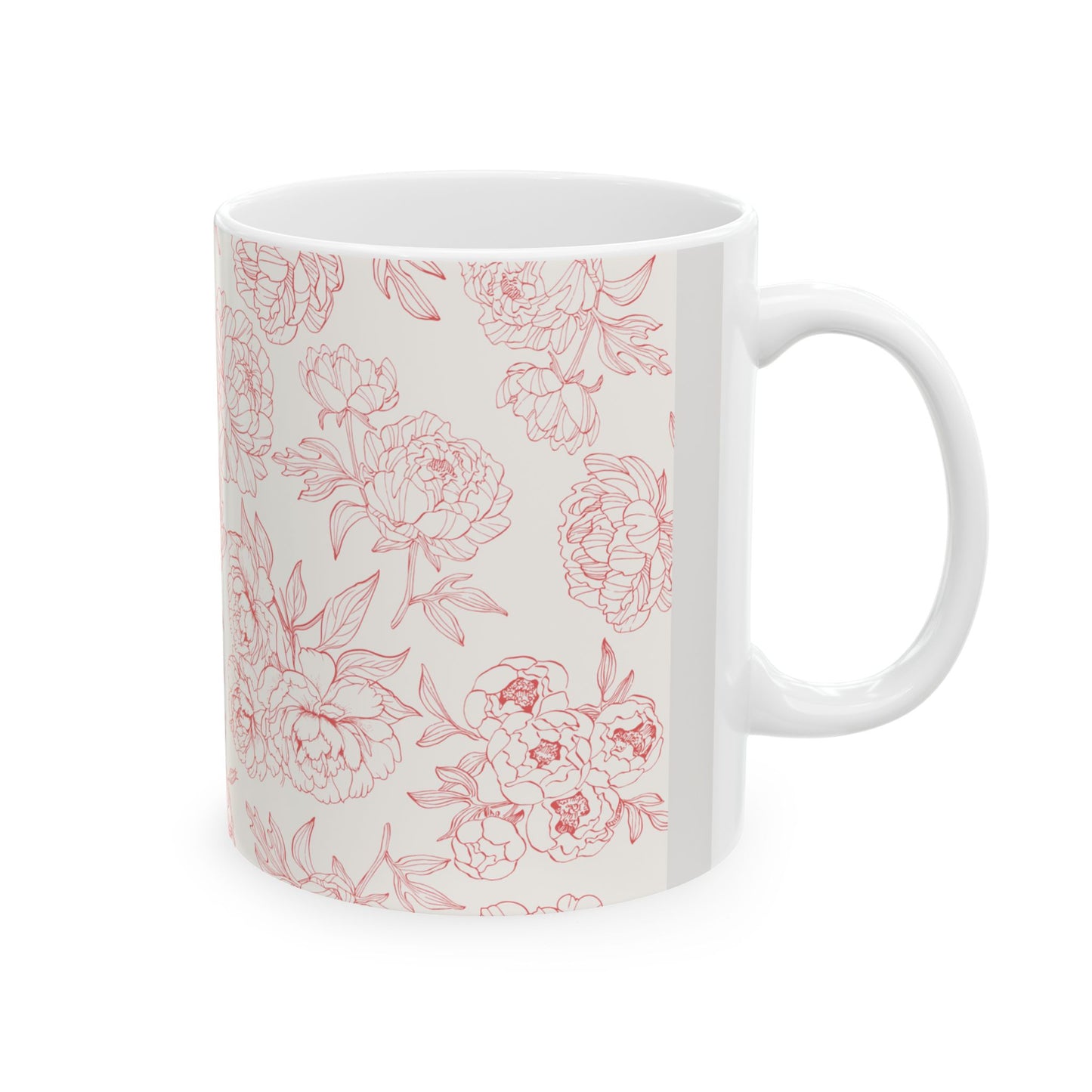 Blush Peony Floral Mug | Ceramic Coffee Cup, Tea Cup, Mug with Handle