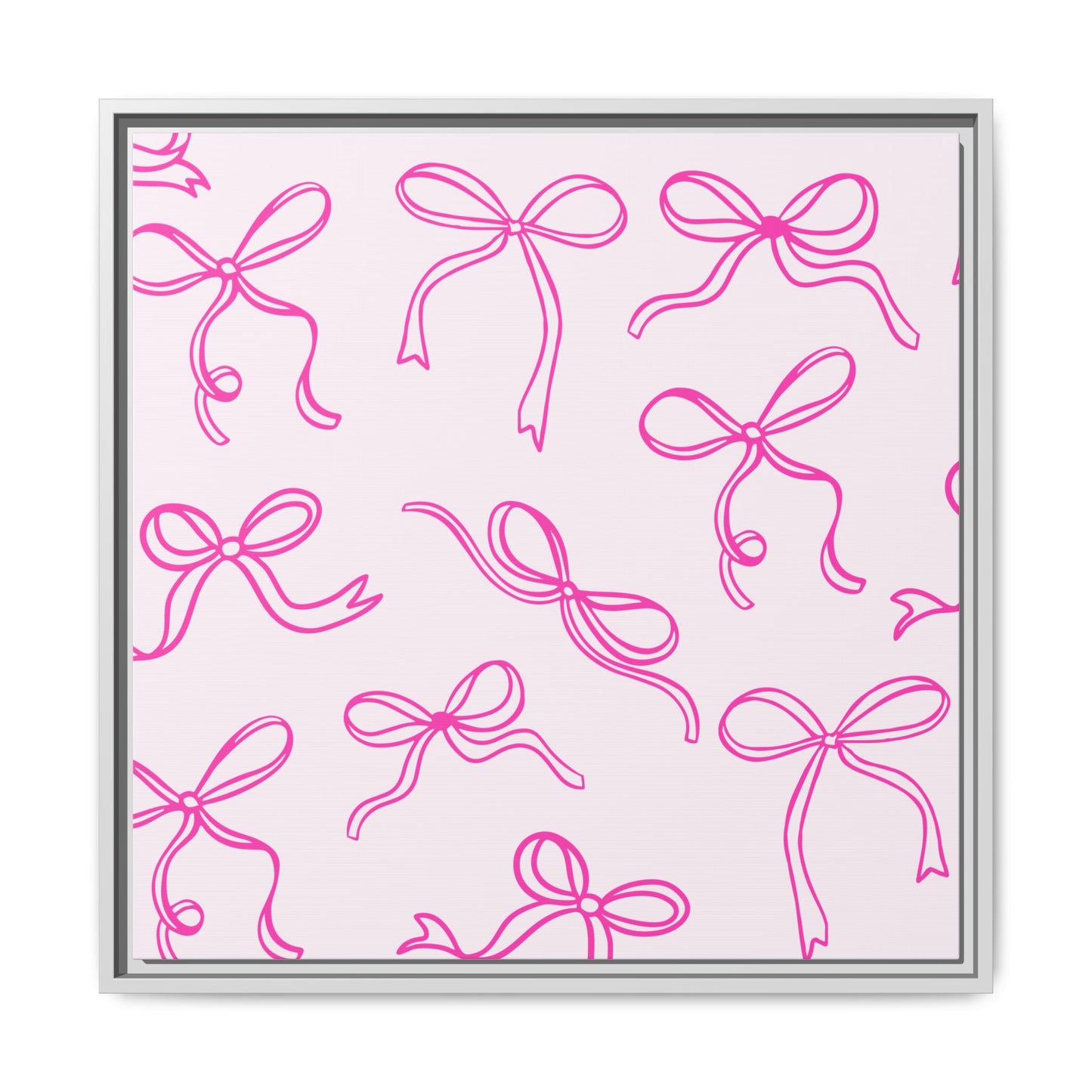 Framed Pink Bow Pattern Matte Canvas — Bathroom/Bedroom Wall Art