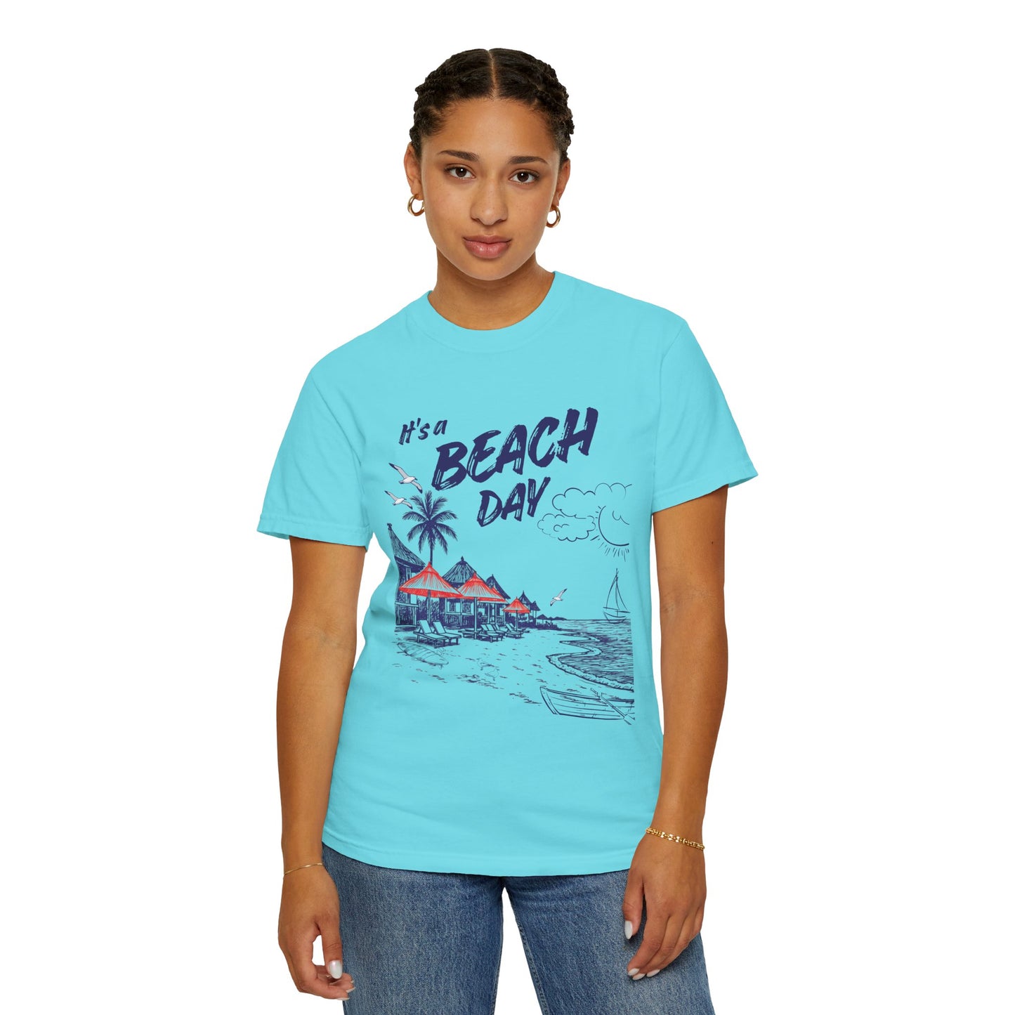 Beach Day Beach Night T-Shirt — Front & Back Beach Scene Unisex Tee