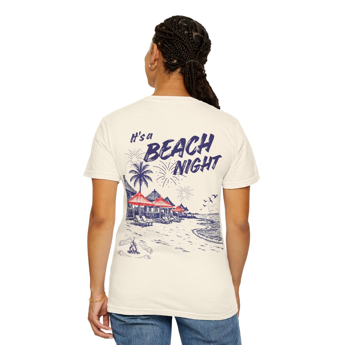 Beach Day Beach Night T-Shirt — Front & Back Beach Scene Unisex Tee