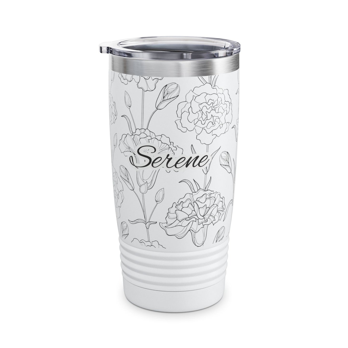 Serene Floral Ringneck Tumbler - 20oz, Travel Coffee Cup, Personalized Drinkware, Gift for Her, Mother's Day, Everyday Use