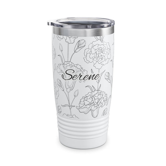 Serene Floral Ringneck Tumbler - 20oz, Travel Coffee Cup, Personalized Drinkware, Gift for Her, Mother's Day, Everyday Use