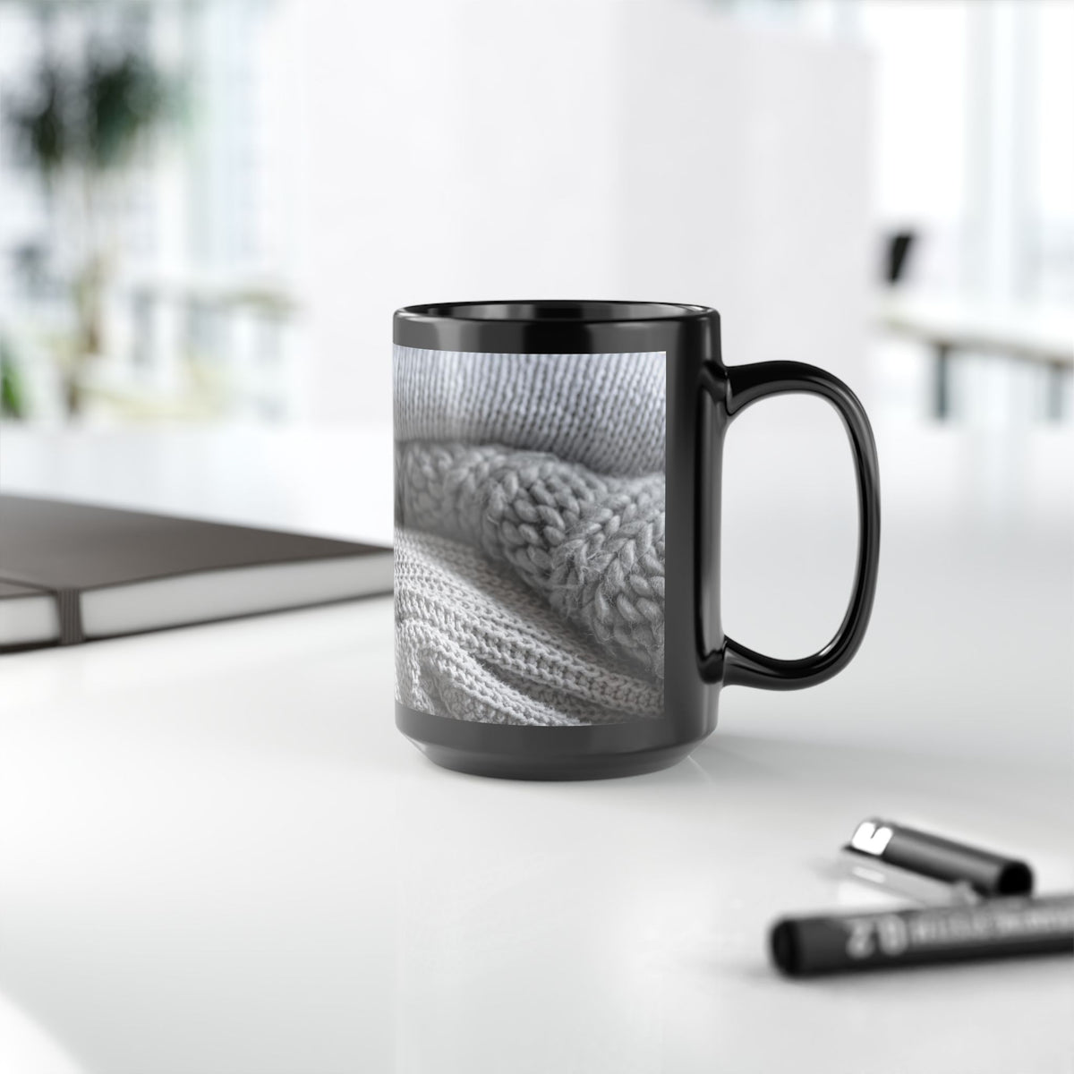 Cozy Sweater Weather Mug | Black Ceramic Coffee Cup, 11 oz or 15 oz