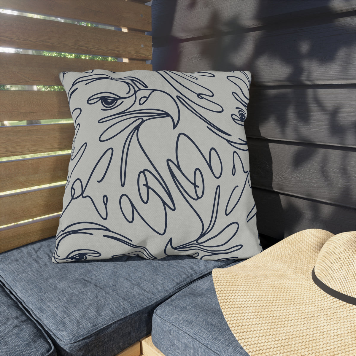 Eagle Line Art Outdoor Pillow