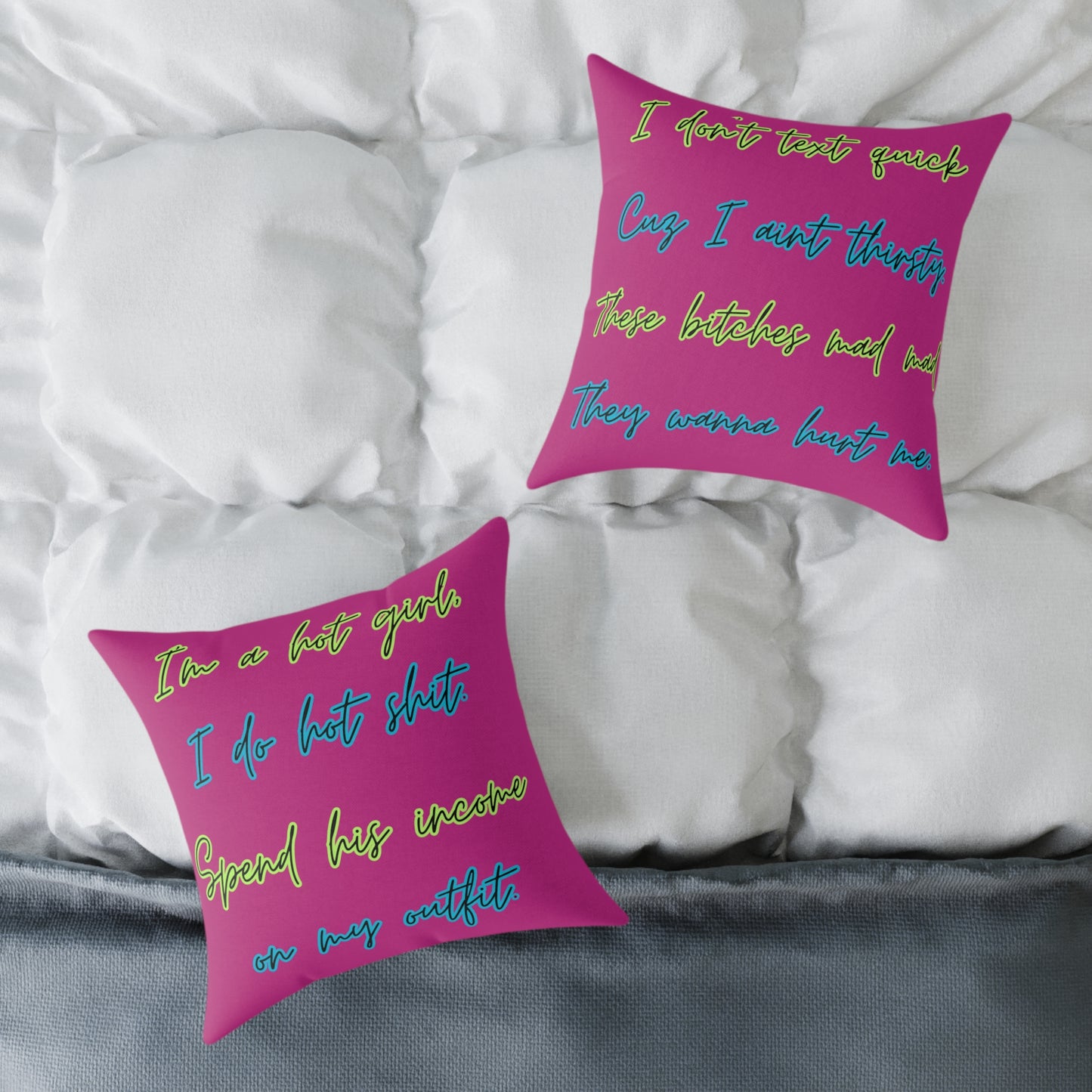 Ima Hot Girl I Do Hot Shit Pillow, Square Poly Canvas Pillow, Dorm Room Decor