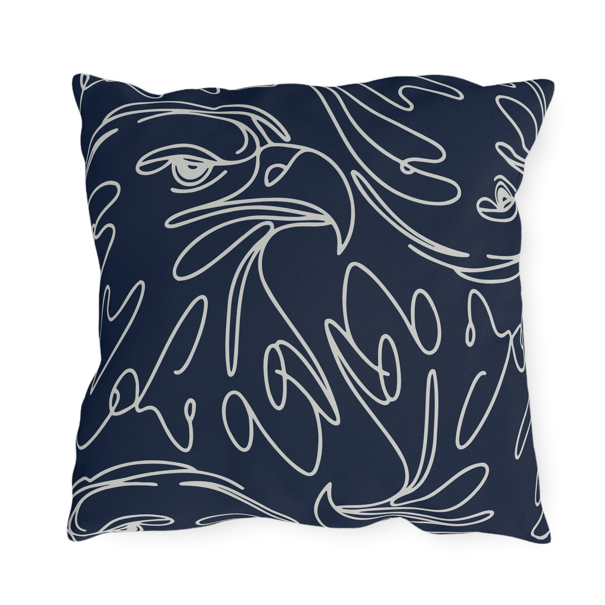 Navy Eagle Line Art Outdoor Pillow