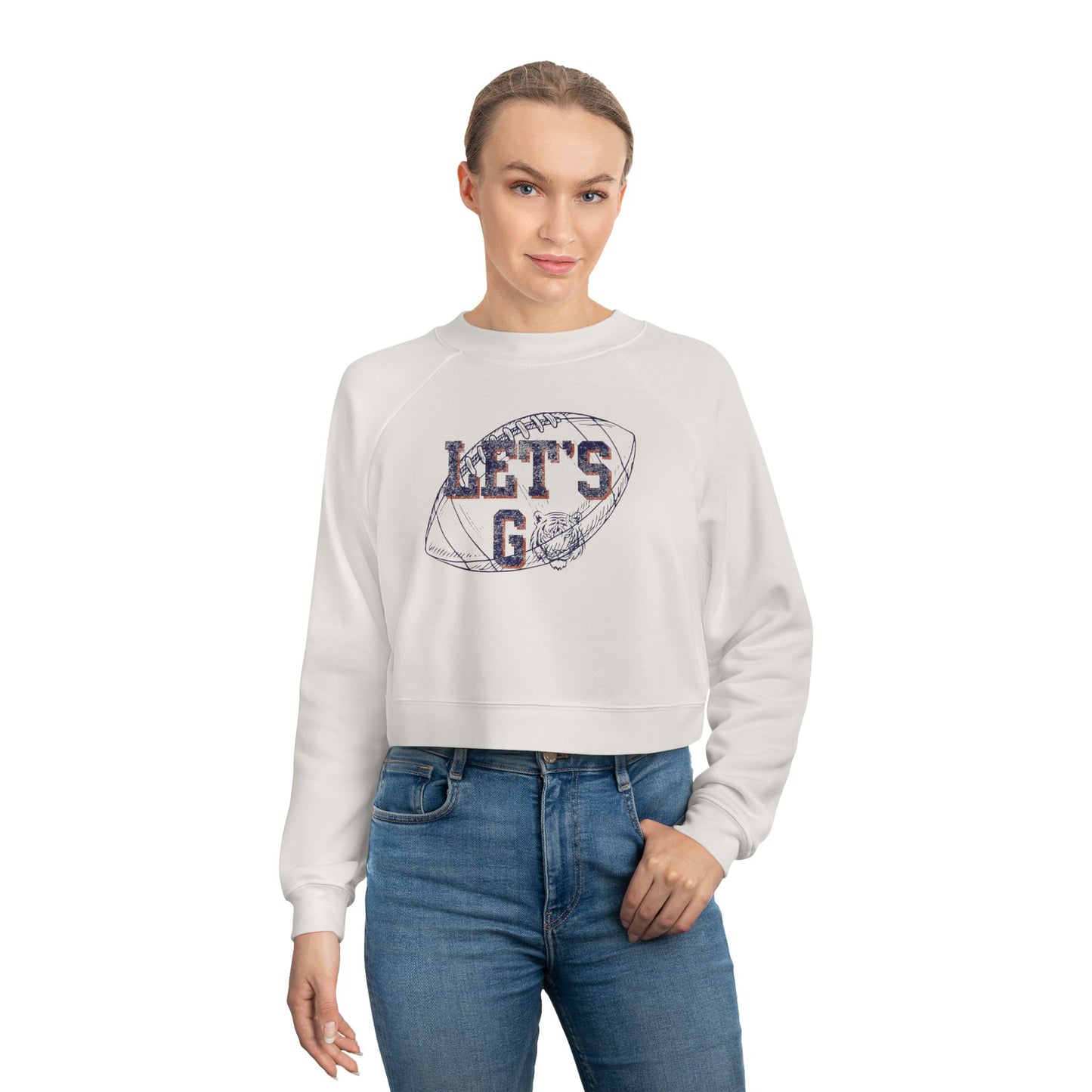 Let's Go Tigers Cropped Pullover Light Sweatshirt