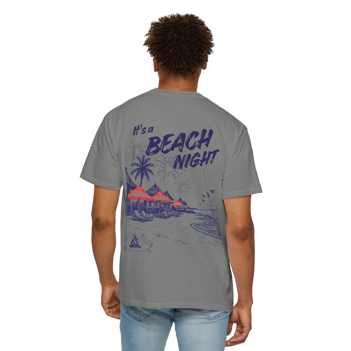 Beach Day Beach Night T-Shirt — Front & Back Beach Scene Unisex Tee