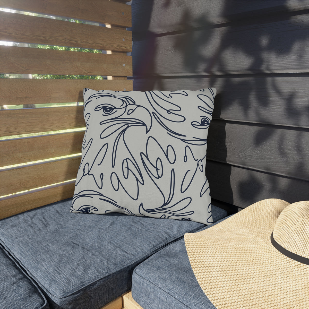 Eagle Line Art Outdoor Pillow