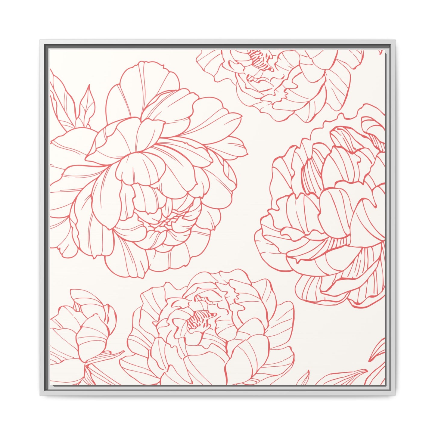 Floral Matte Canvas, White Wooden Framed, Matching Shower Curtain Available