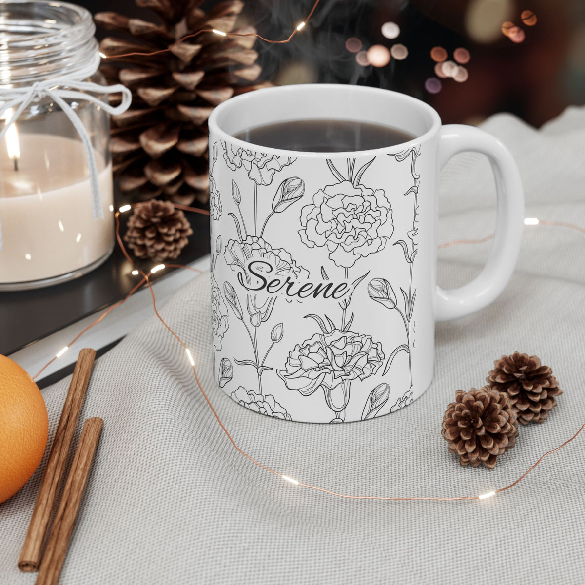 Floral "Serene" Ceramic Mug