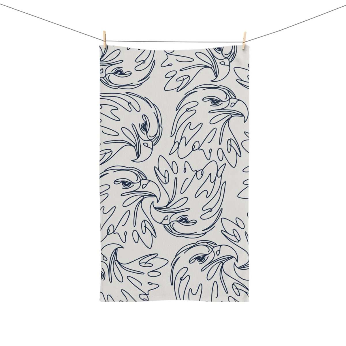 Eagle Line Art Hand Towel – Navy on Cream