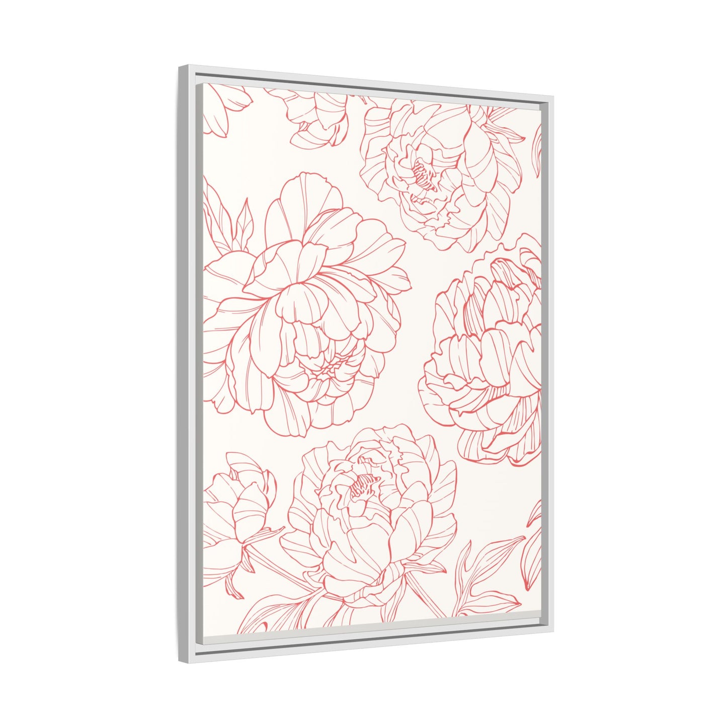 Floral Matte Canvas, White Wooden Framed, Matching Shower Curtain Available