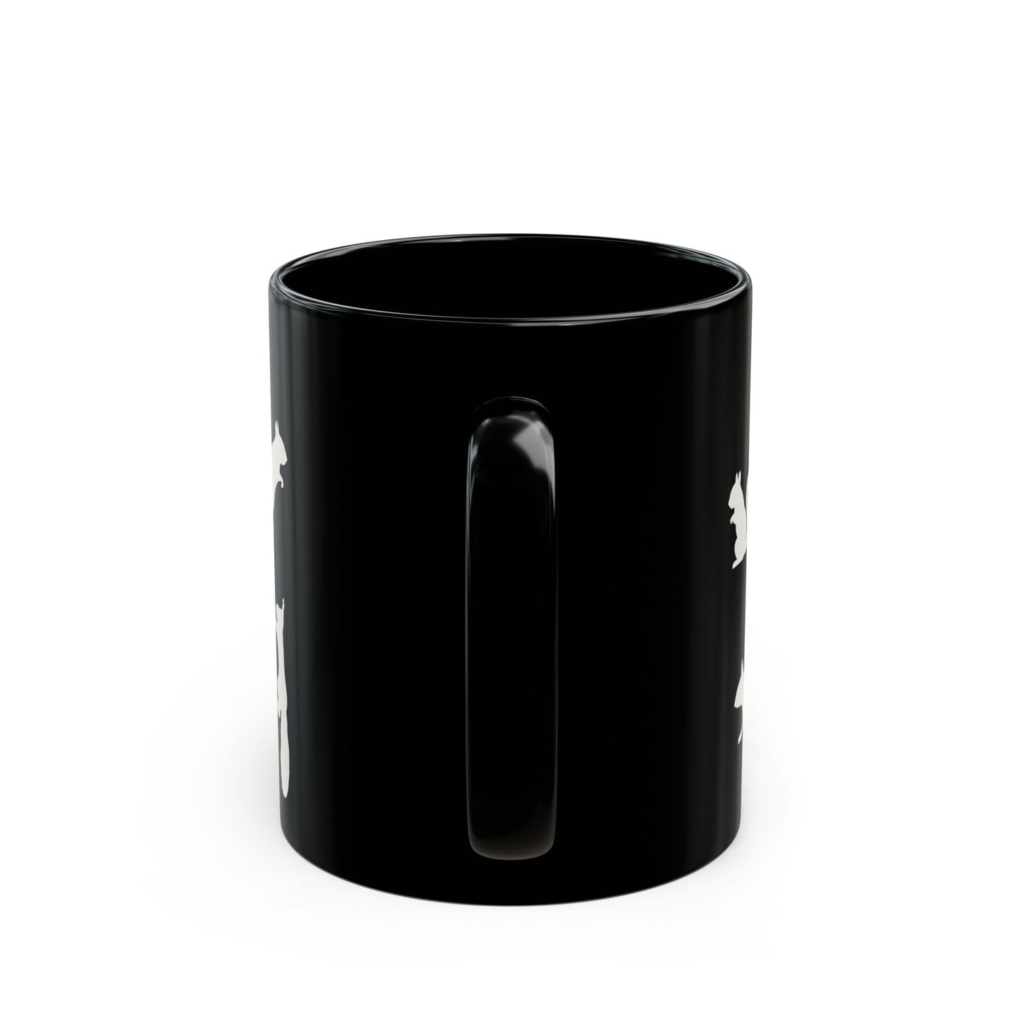 Busy Mom Funny Mug | Black mug with squirrel silhouettes