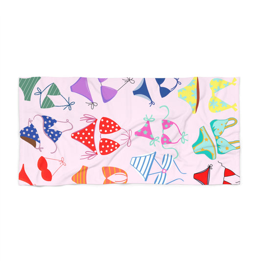 Bikini Pattern Beach Towel — Colorful Swimsuit Print Summer Towel