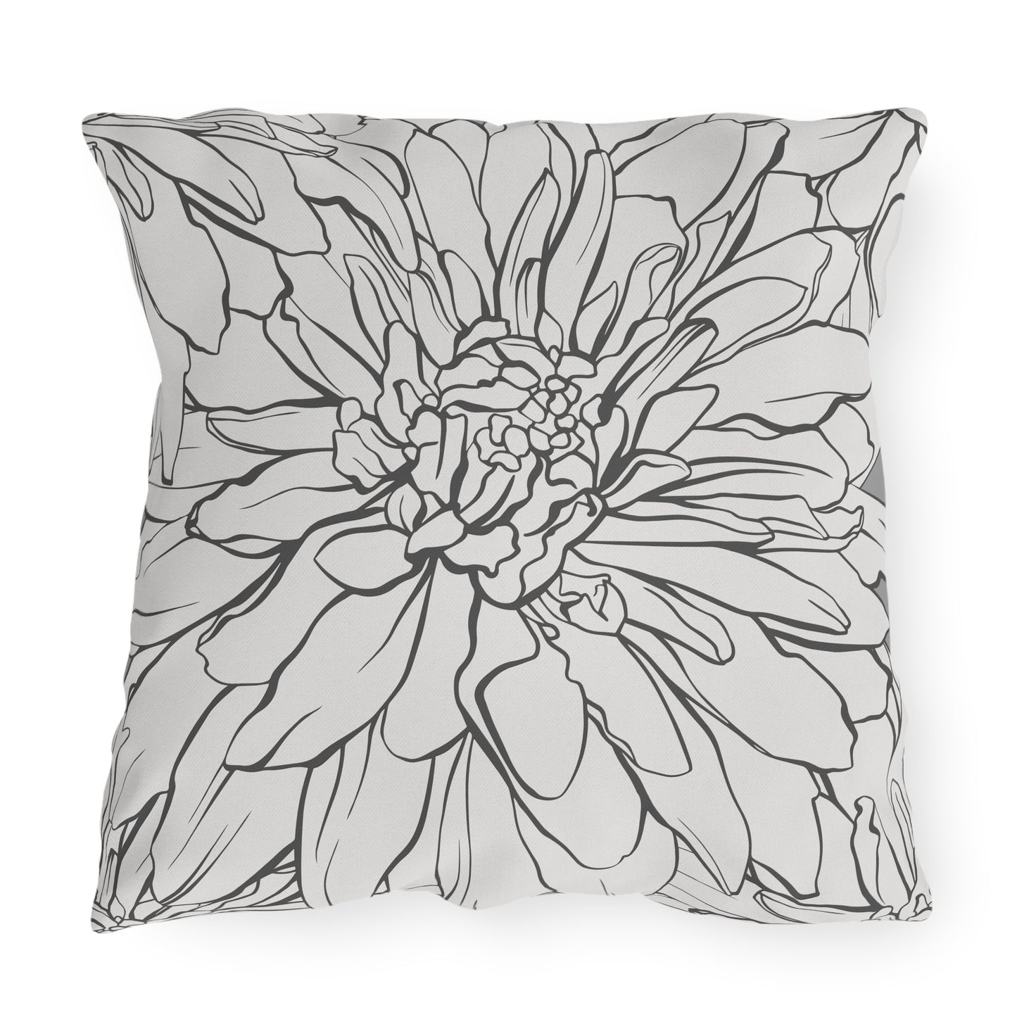 Dahlia Lines Outdoor Pillow | Botanical Floral Cushion