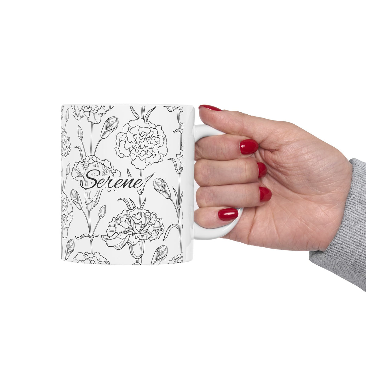 Floral "Serene" Ceramic Mug