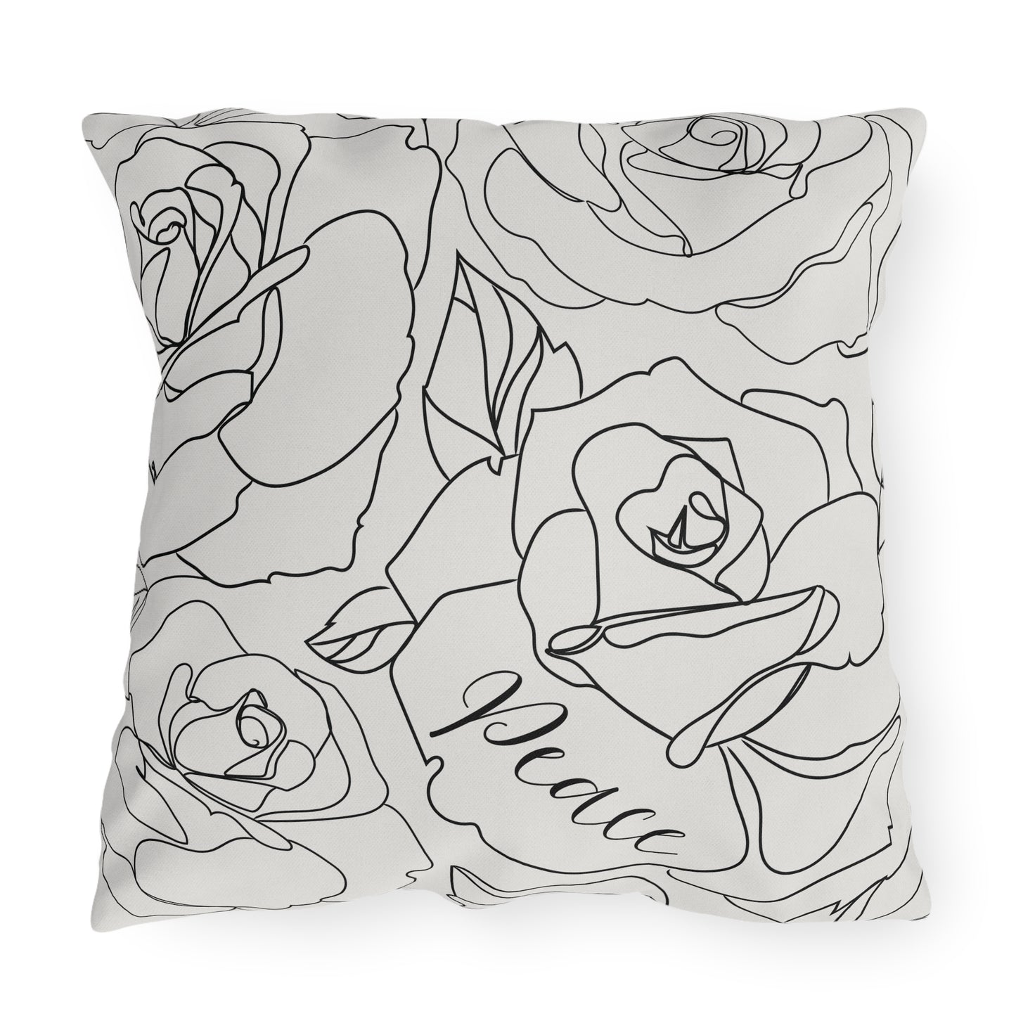 Peace Floral Outdoor Pillows, Outdoor Decor, Garden Cushions, Patio Accessories, Home Relaxation, Water resistant, UV protection