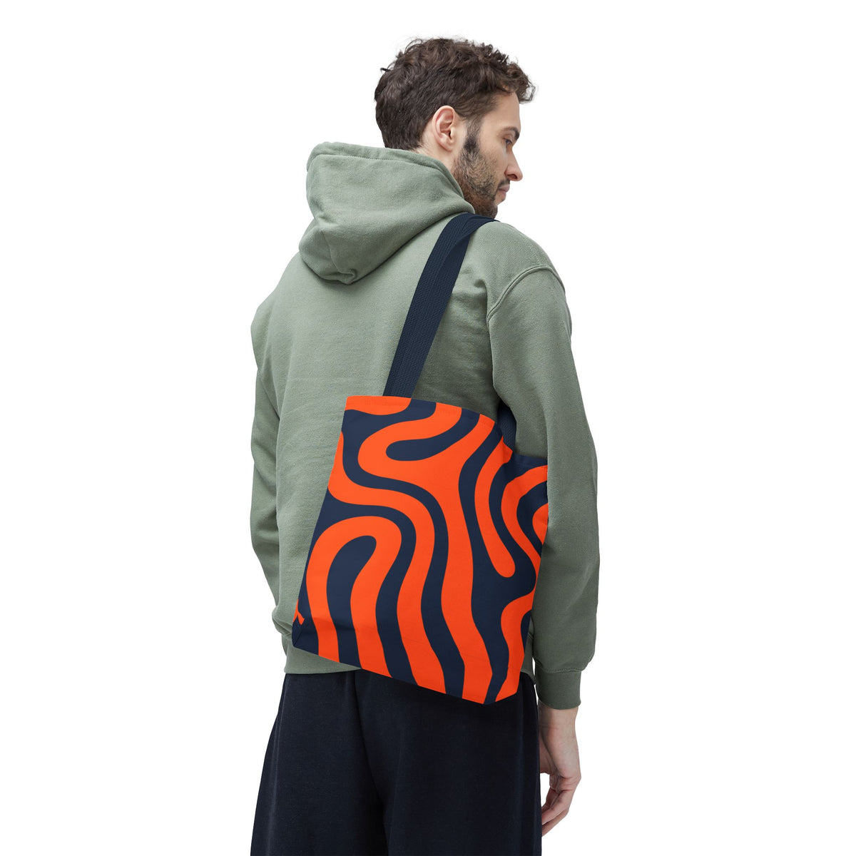 Tiger stripe Orange and Navy Tote Bag