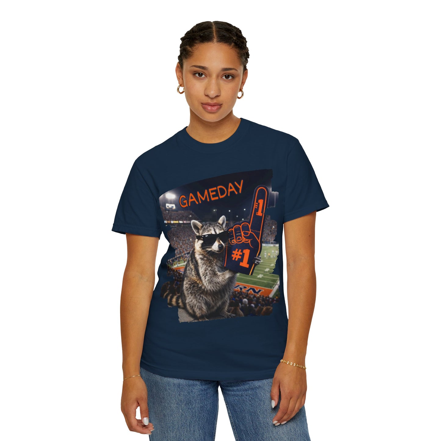 Raccoon Football Fan T-Shirt — Comfort Colors Garment-Dyed Tee