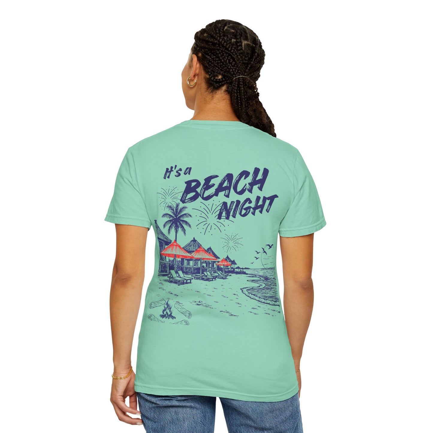 Beach Day Beach Night T-Shirt — Front & Back Beach Scene Unisex Tee