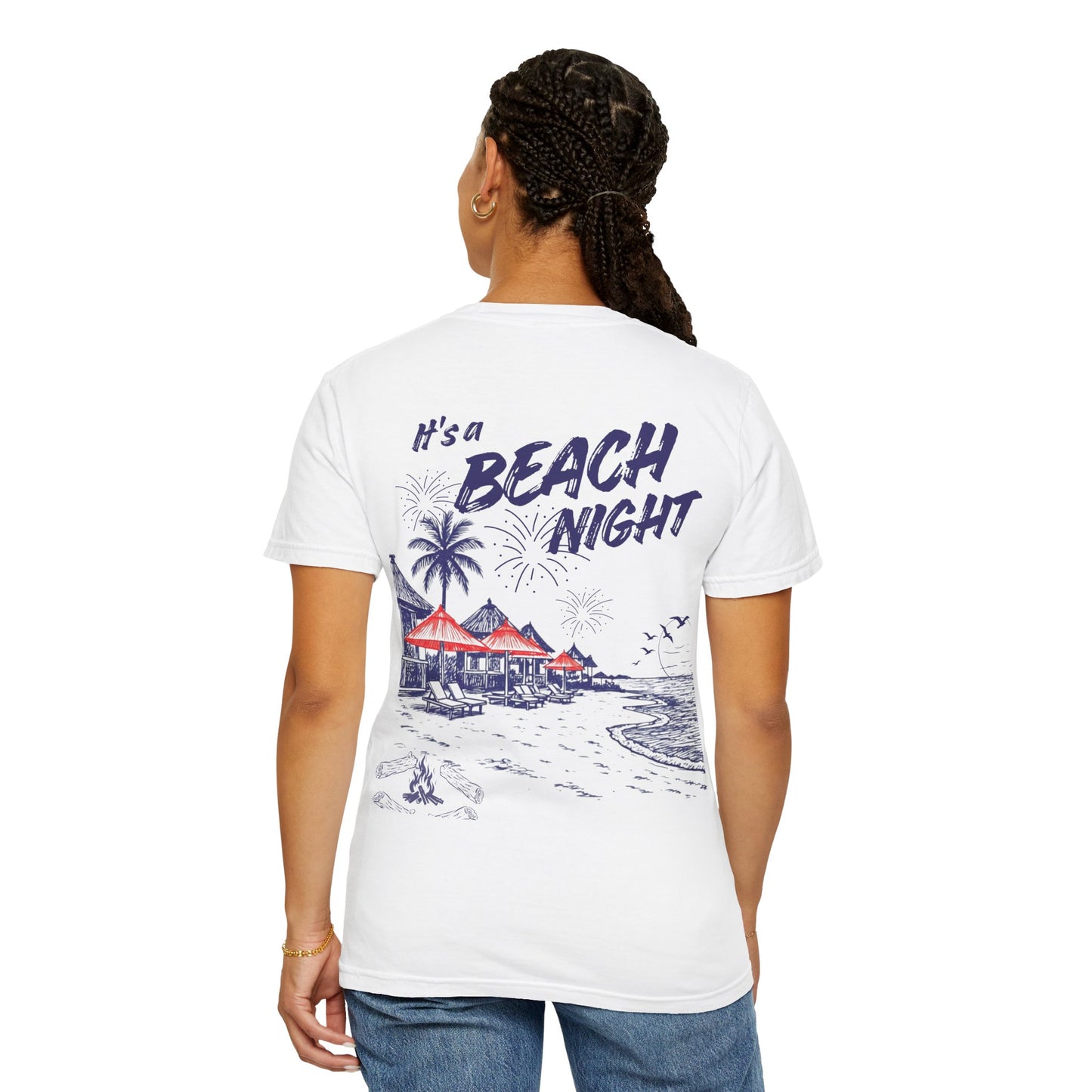 Beach Day Beach Night T-Shirt — Front & Back Beach Scene Unisex Tee