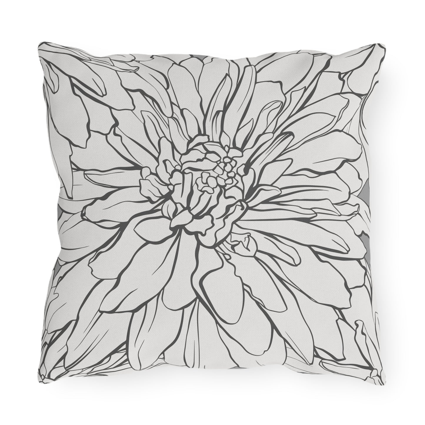 Dahlia Lines Outdoor Pillow | Botanical Floral Cushion
