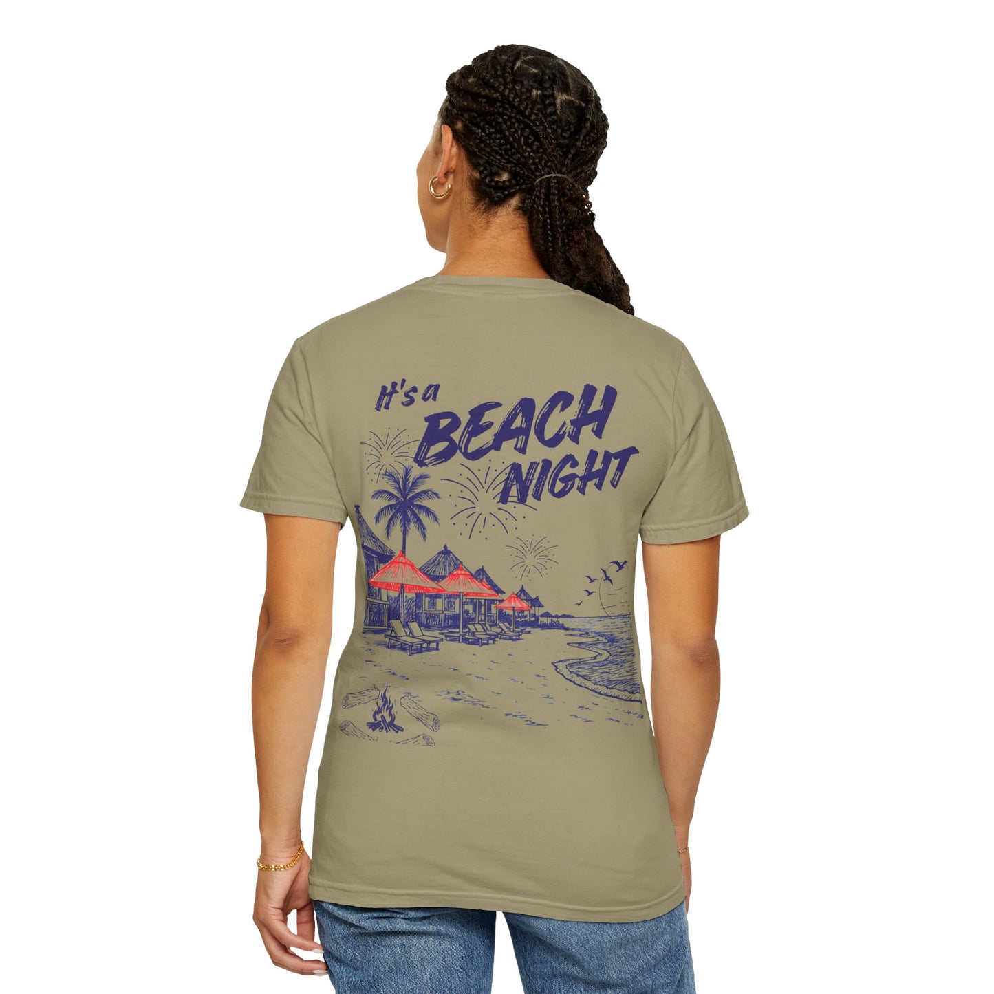 Beach Day Beach Night T-Shirt — Front & Back Beach Scene Unisex Tee