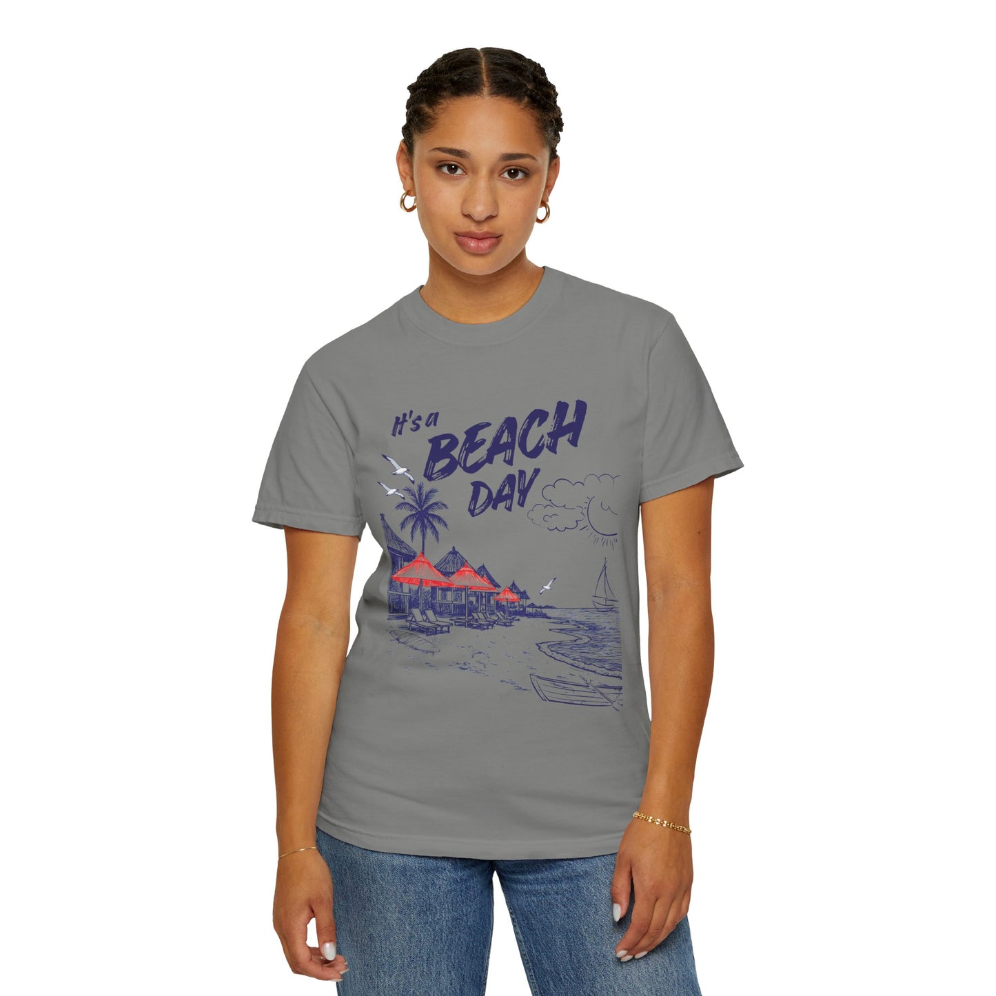 Beach Day Beach Night T-Shirt — Front & Back Beach Scene Unisex Tee