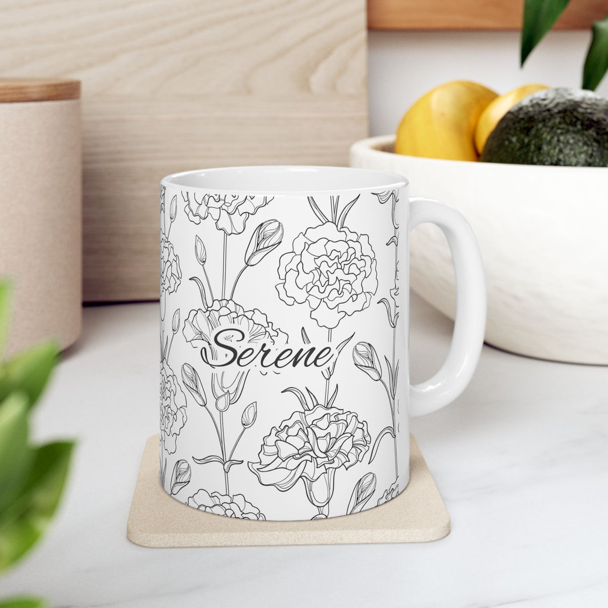 Floral "Serene" Ceramic Mug