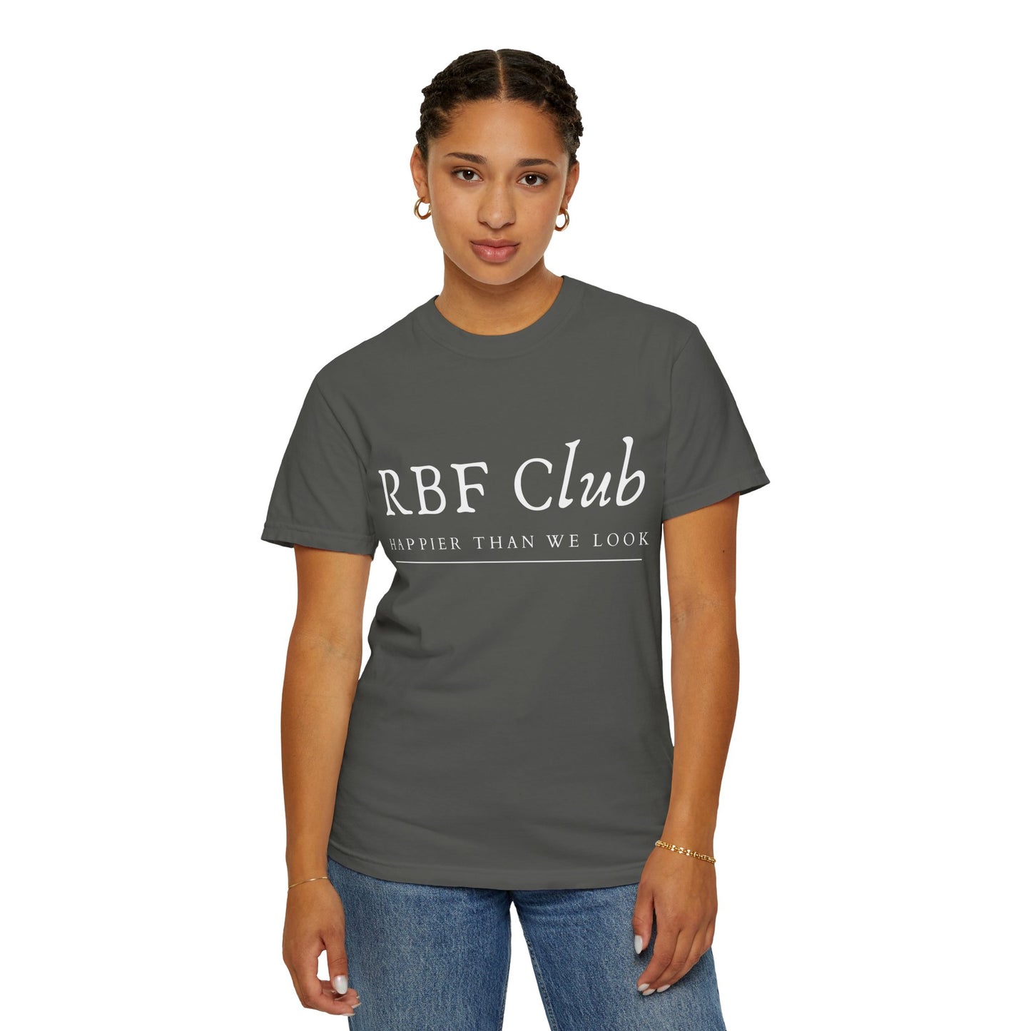 RBF Club T-Shirt — "Happier Than We Look" Unisex Graphic Tee