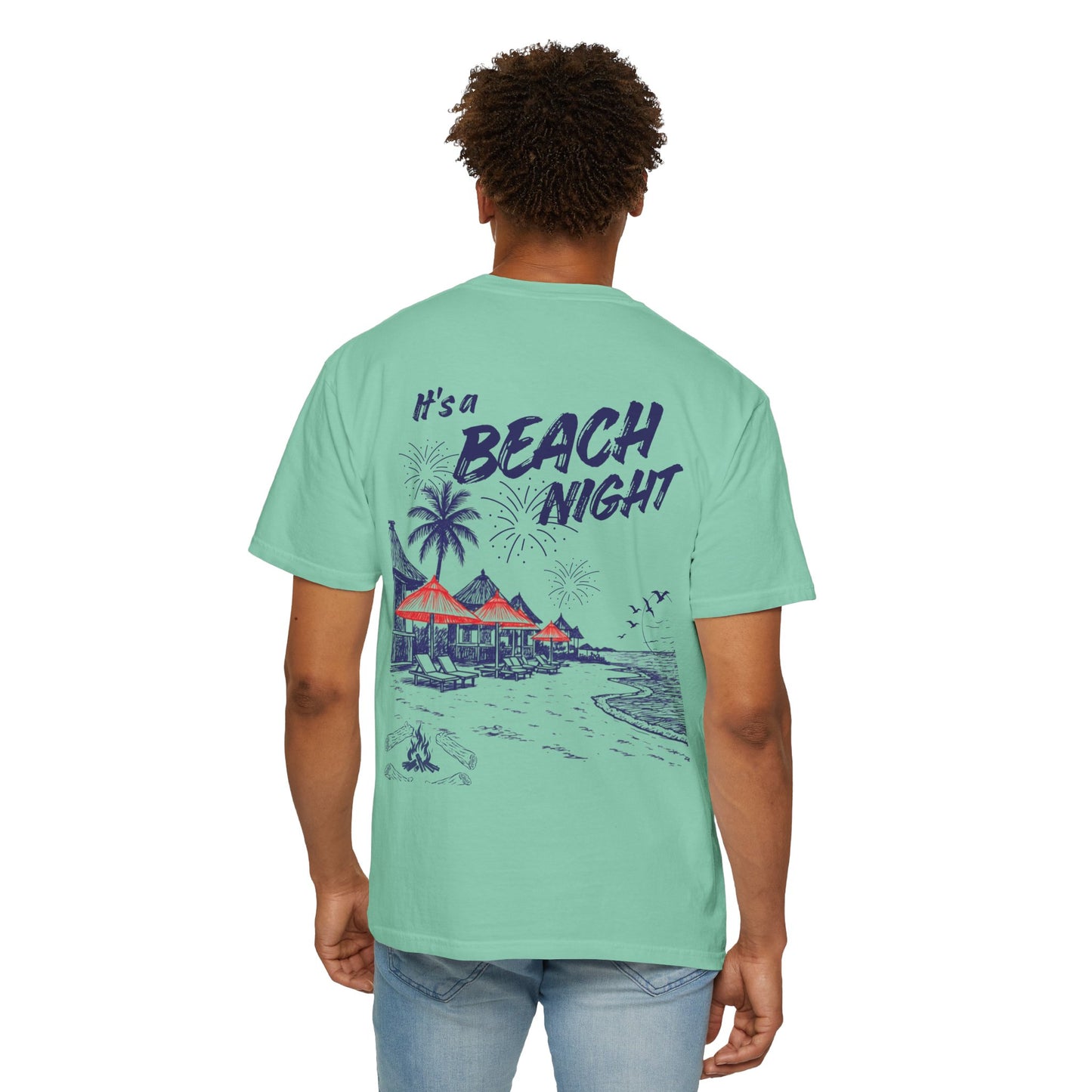 Beach Day Beach Night T-Shirt — Front & Back Beach Scene Unisex Tee