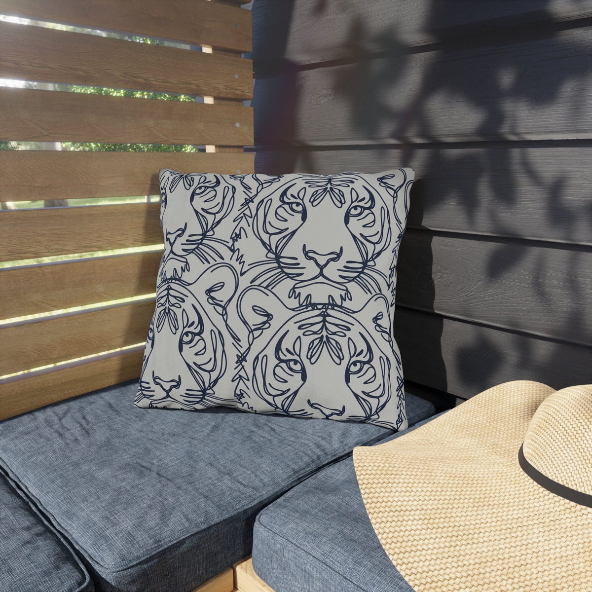 Tiger Line Art Outdoor Pillow