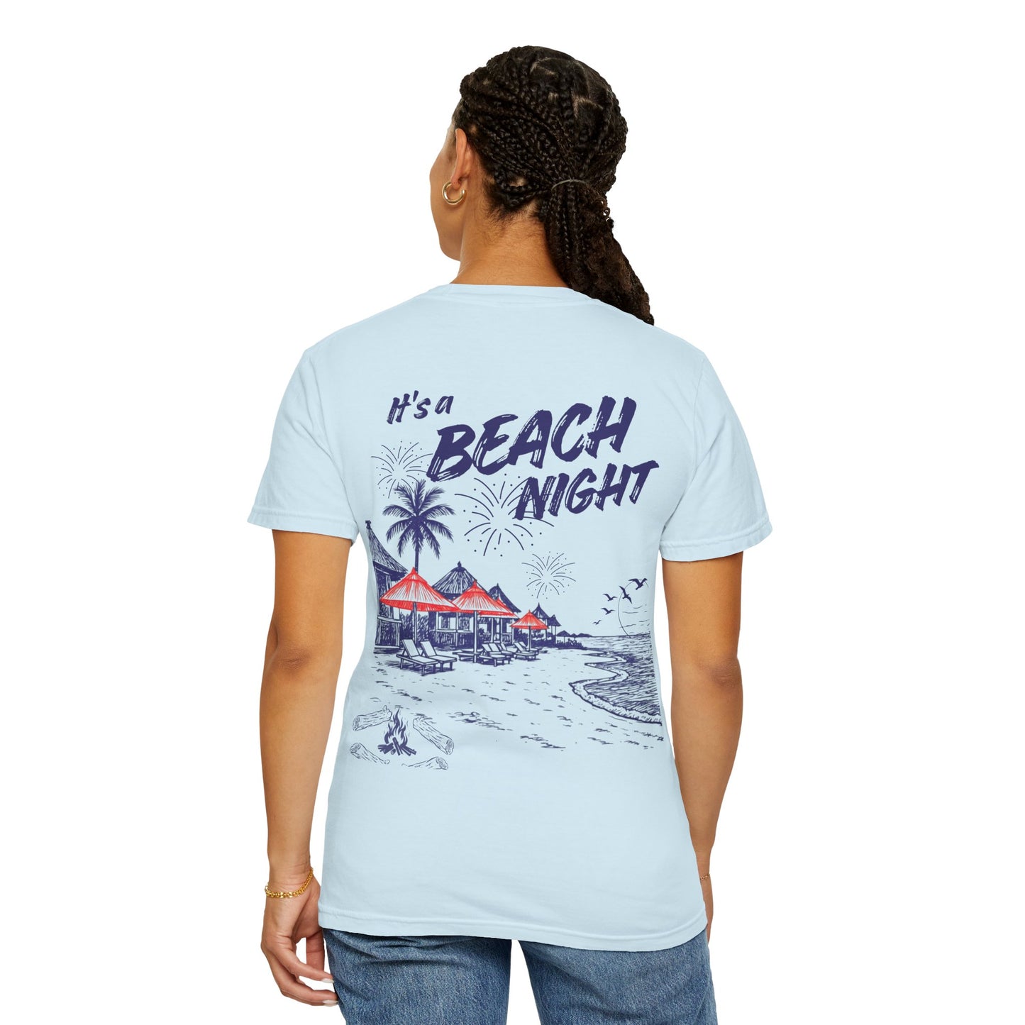 Beach Day Beach Night T-Shirt — Front & Back Beach Scene Unisex Tee