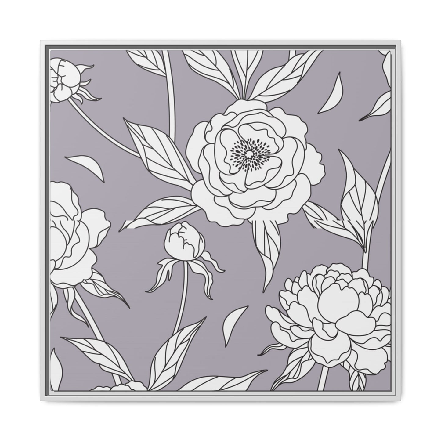 Floral Matte Canvas, White Wooden Framed, Bathroom Decor, Matching Shower Curtain Available, purplegray