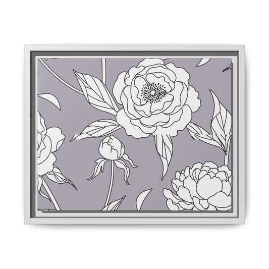 Floral Matte Canvas, White Wooden Framed, Bathroom Decor, Matching Shower Curtain Available, purplegray