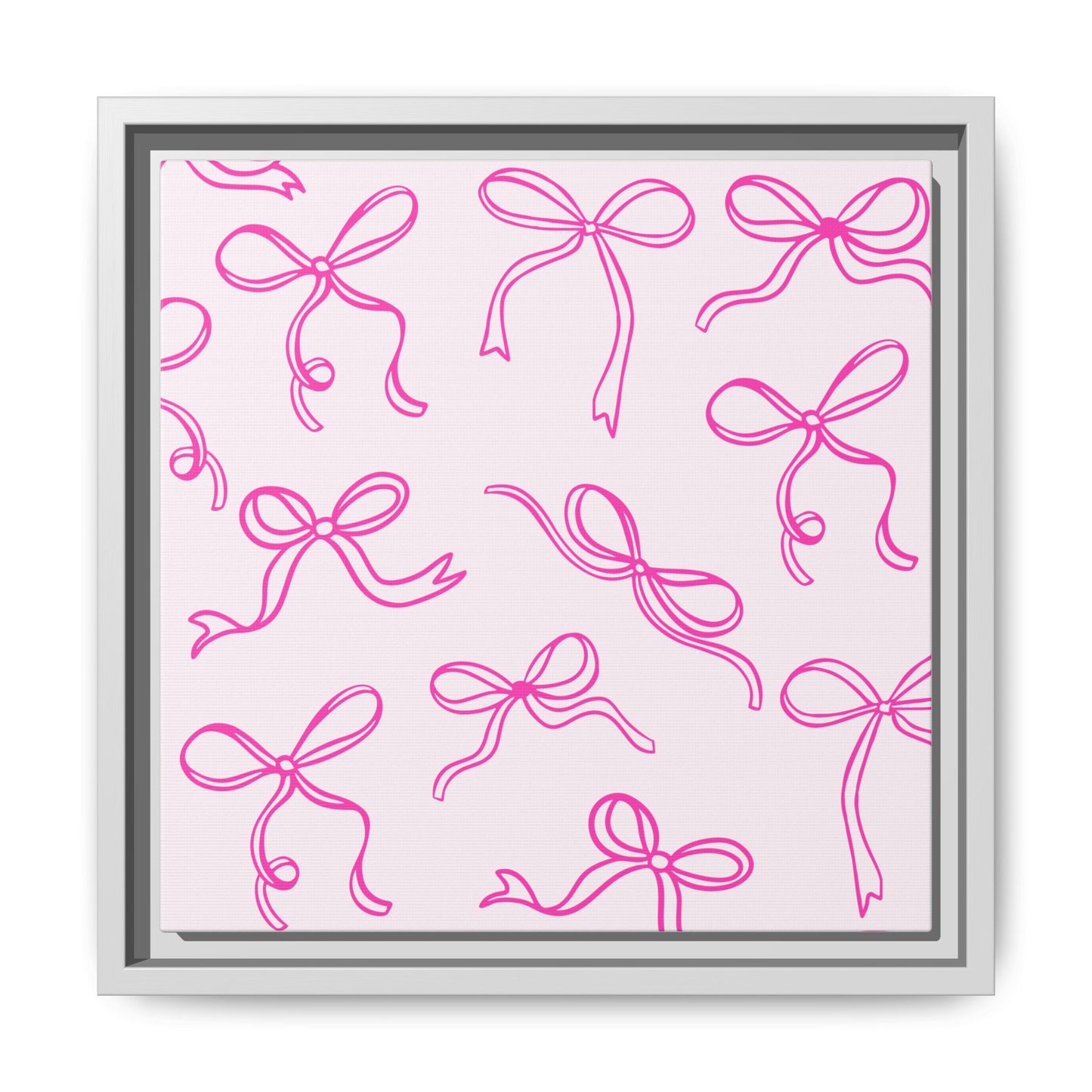 Framed Pink Bow Pattern Matte Canvas — Bathroom/Bedroom Wall Art