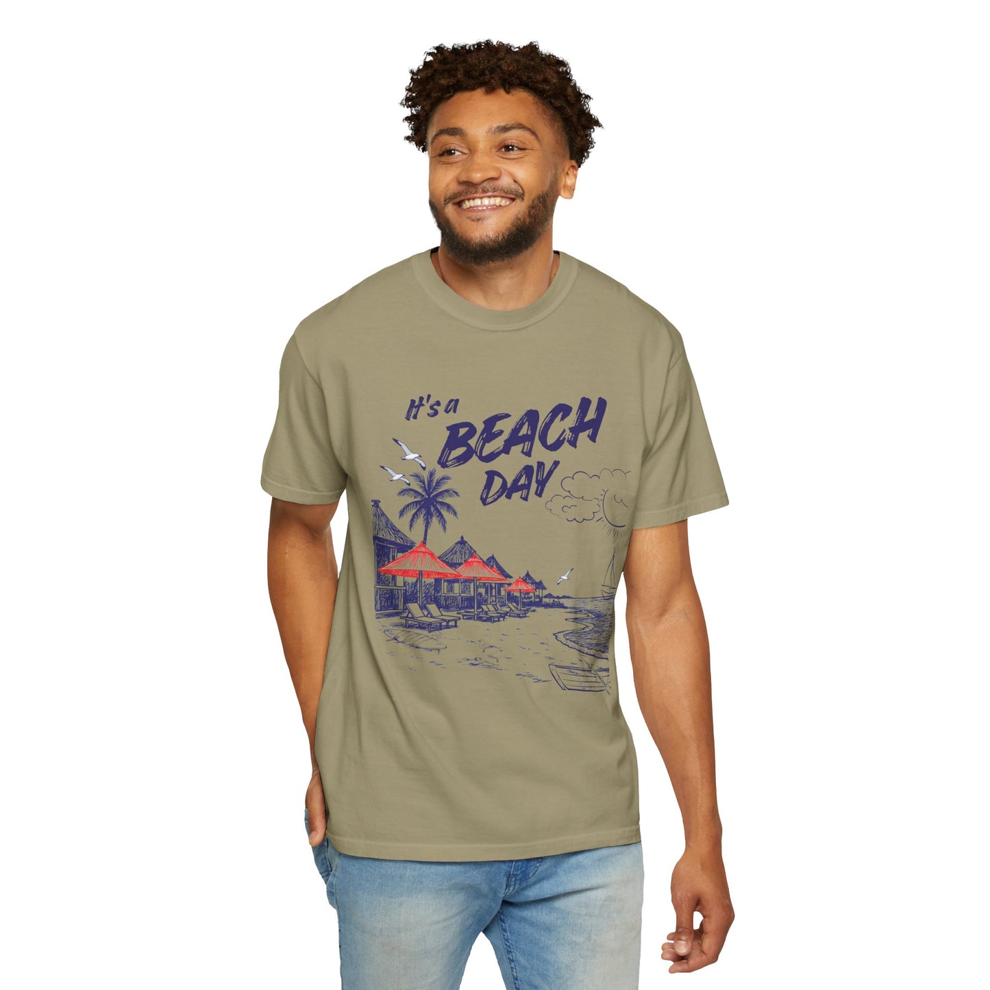 Beach Day Beach Night T-Shirt — Front & Back Beach Scene Unisex Tee