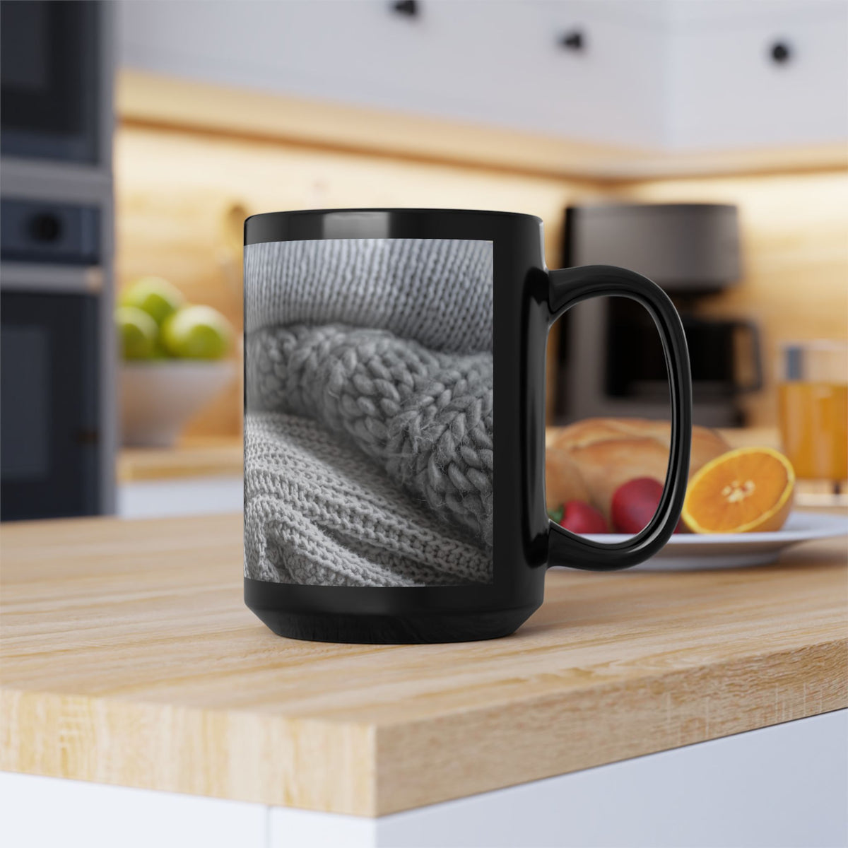 Cozy Sweater Weather Mug | Black Ceramic Coffee Cup, 11 oz or 15 oz