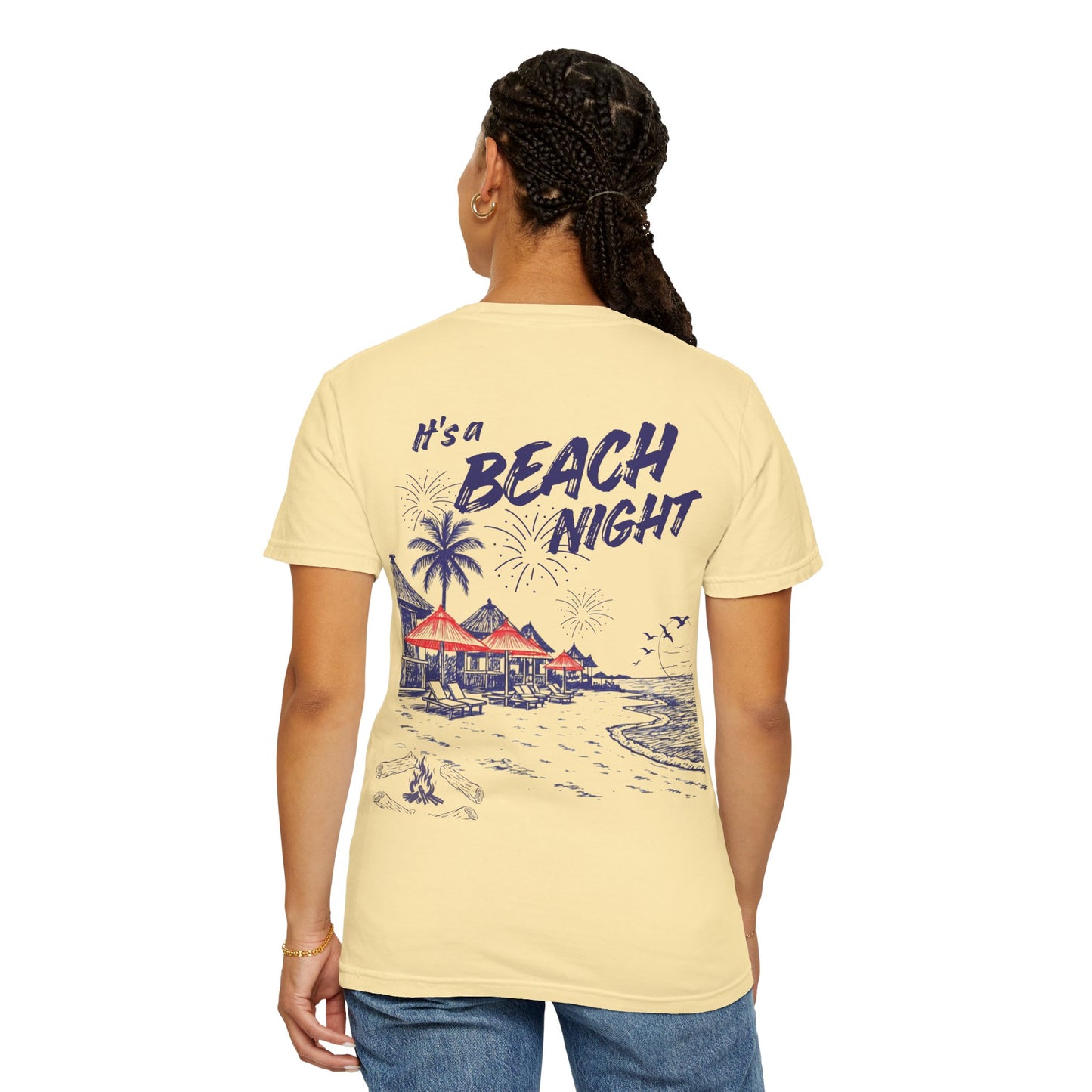 Beach Day Beach Night T-Shirt — Front & Back Beach Scene Unisex Tee