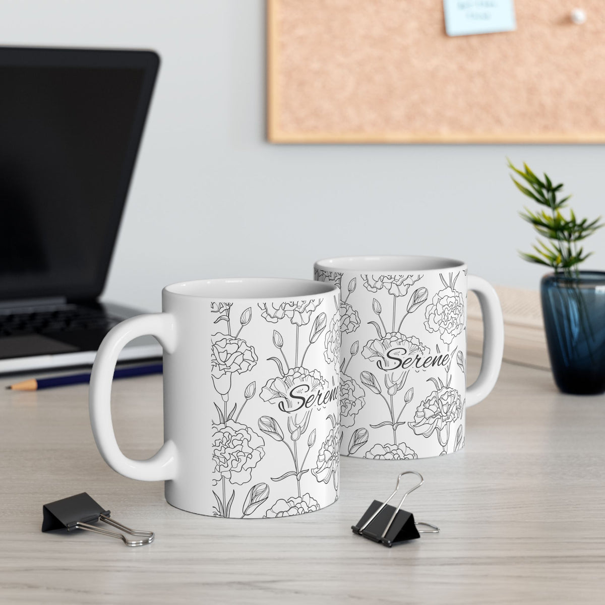 Floral "Serene" Ceramic Mug