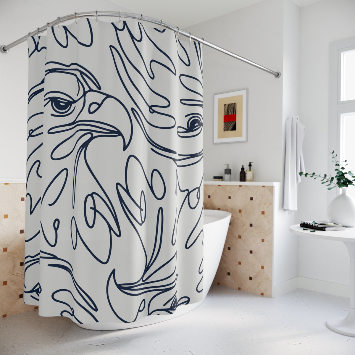 Eagle Line Art Shower Curtain