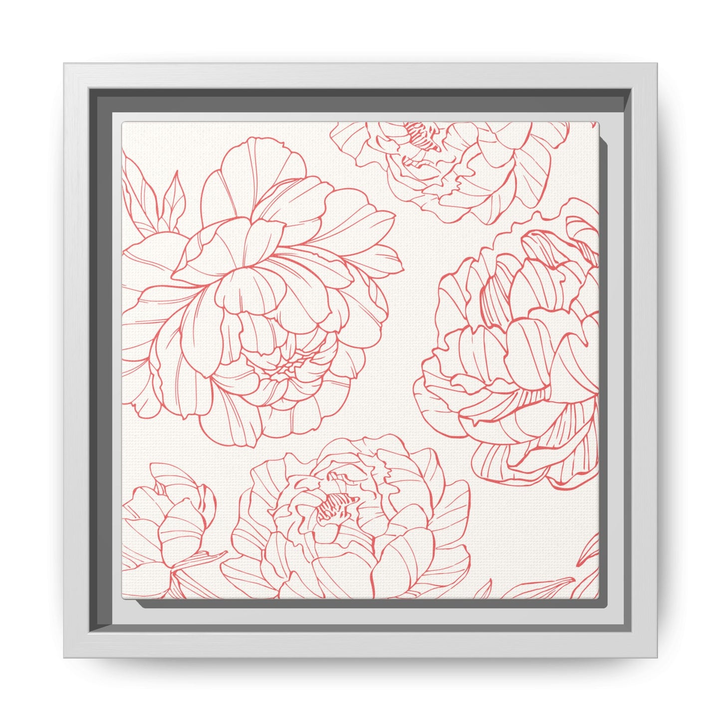 Floral Matte Canvas, White Wooden Framed, Matching Shower Curtain Available