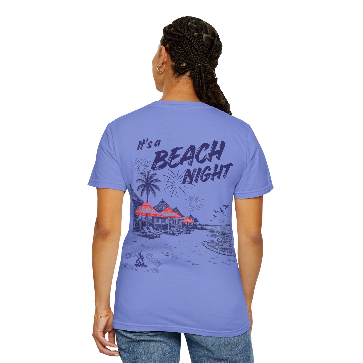 Beach Day Beach Night T-Shirt — Front & Back Beach Scene Unisex Tee
