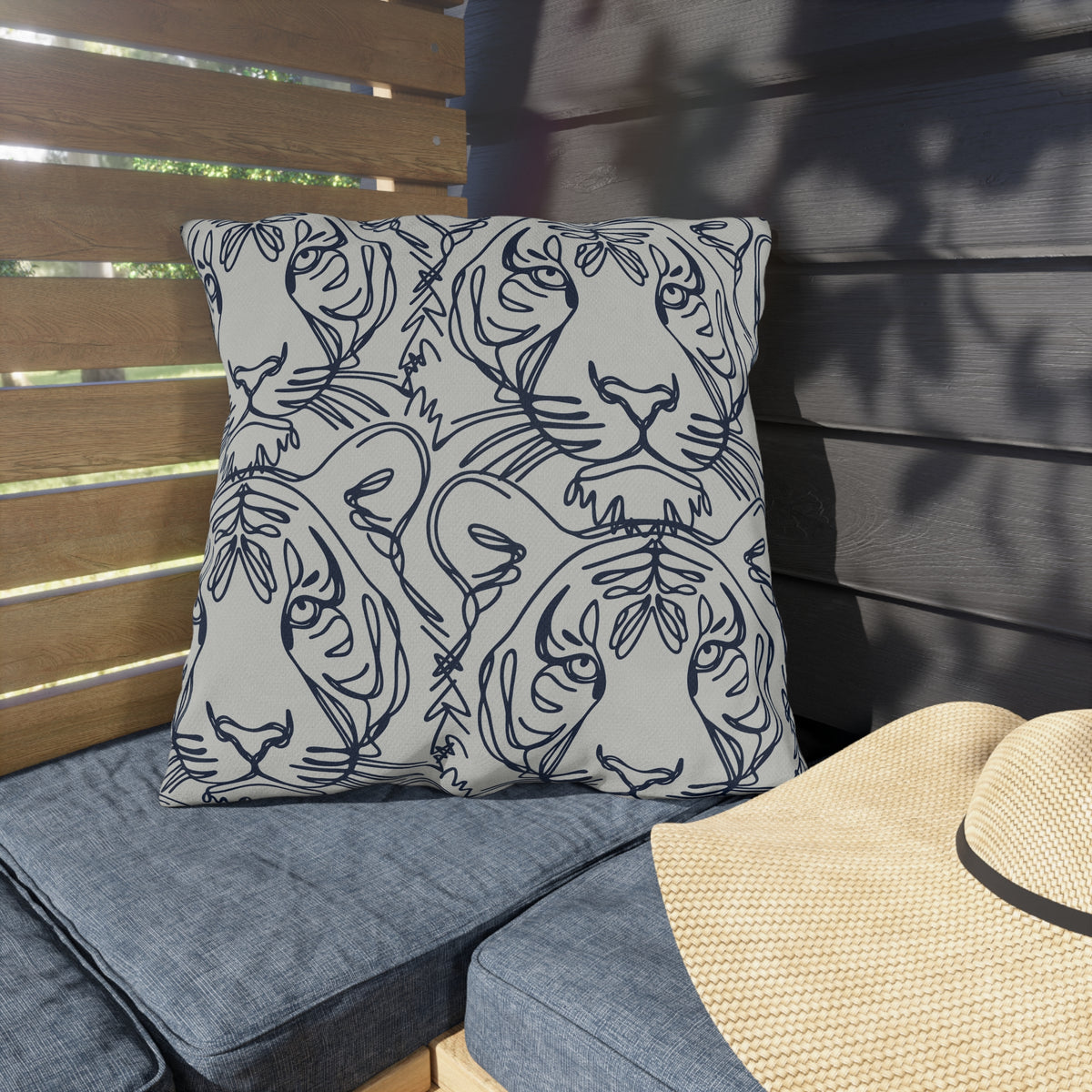 Tiger Line Art Outdoor Pillow