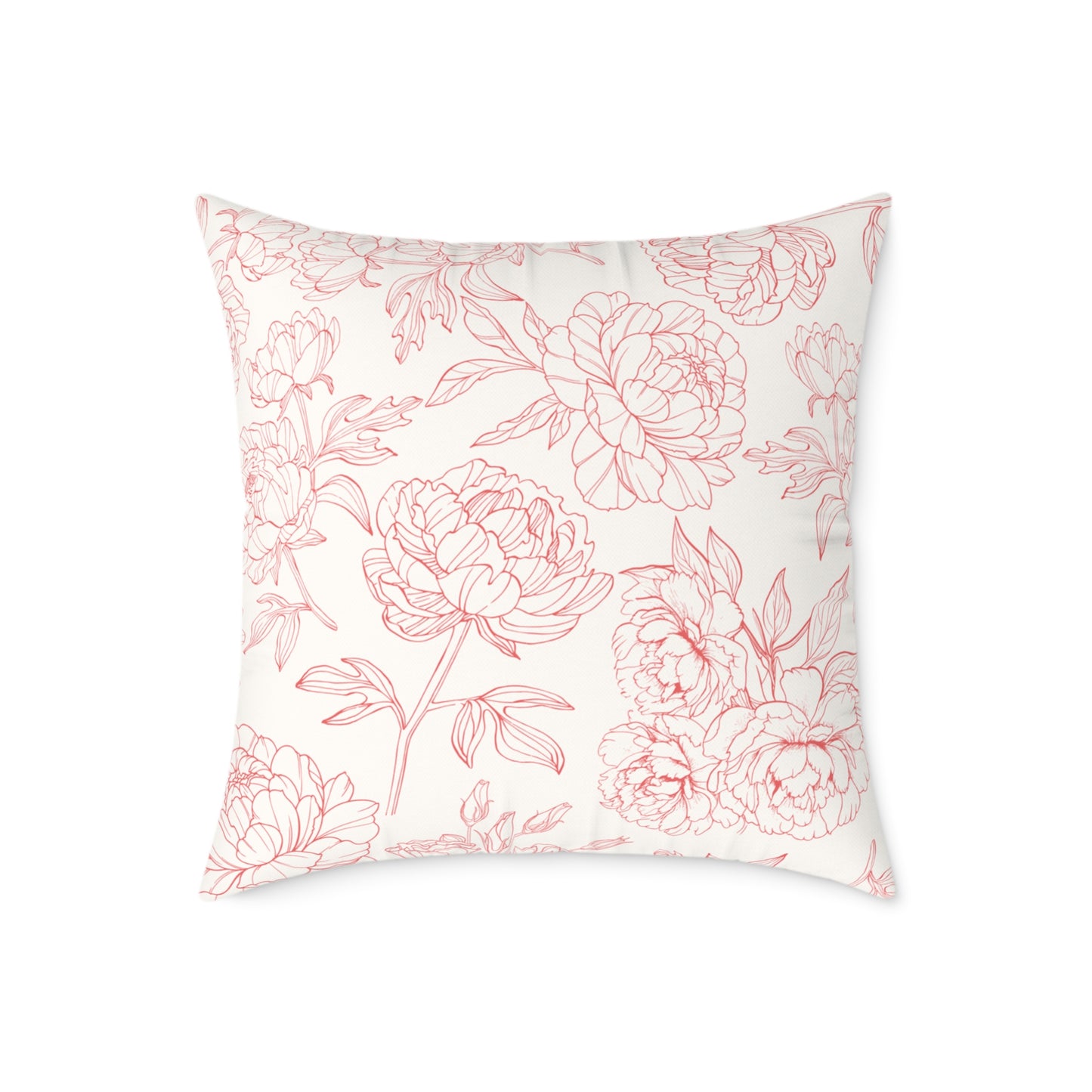 Pink Peony Square Indoor Pillow | Soft Poly Canvas |  Floral Accent Pillow
