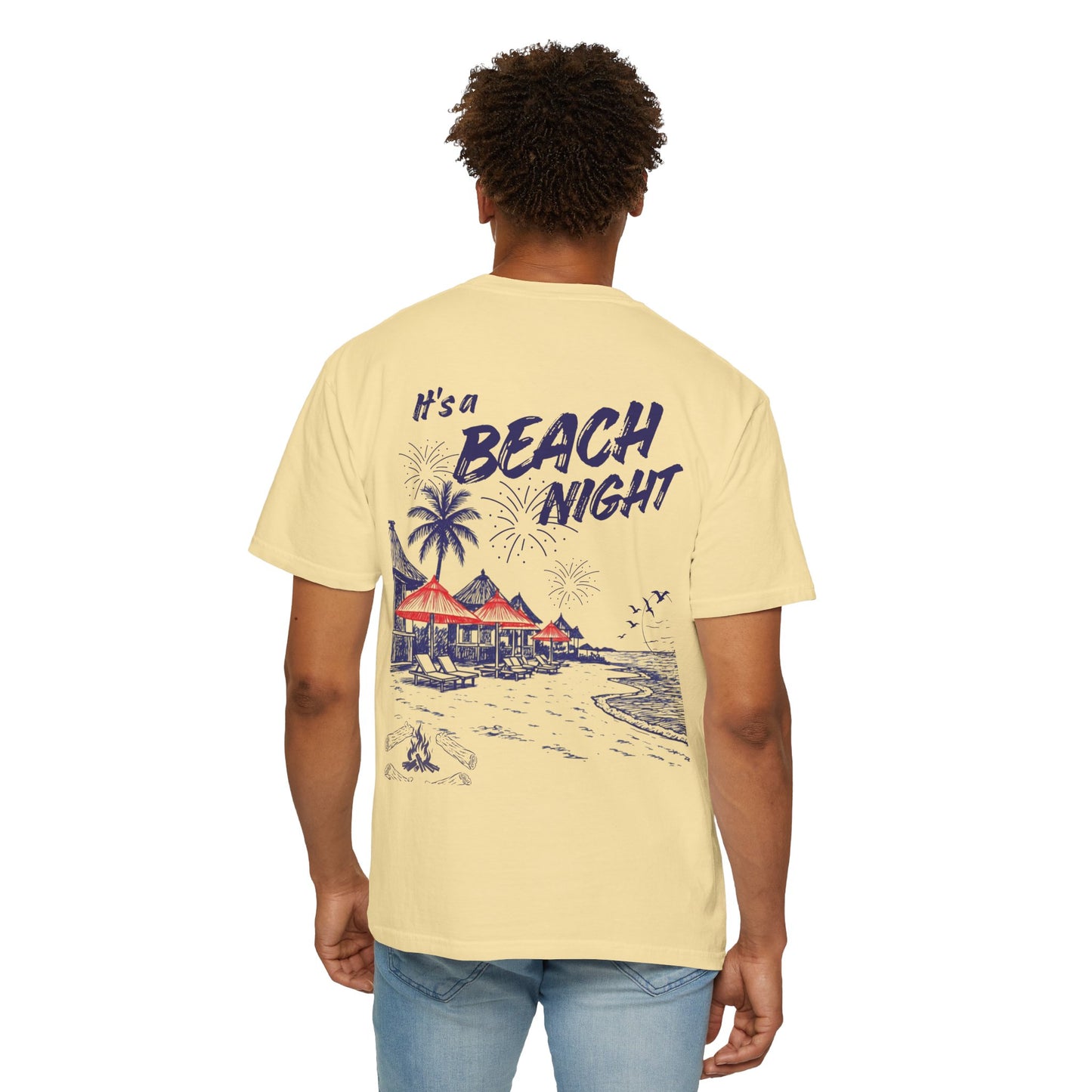 Beach Day Beach Night T-Shirt — Front & Back Beach Scene Unisex Tee